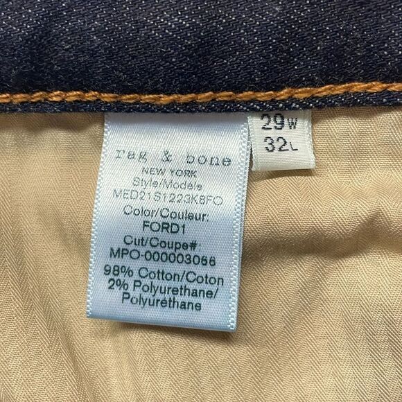 NWT New With Tags Rag & Bone Fit 2 Slim Button Fly Jeans 29x32 - Picture 9 of 13